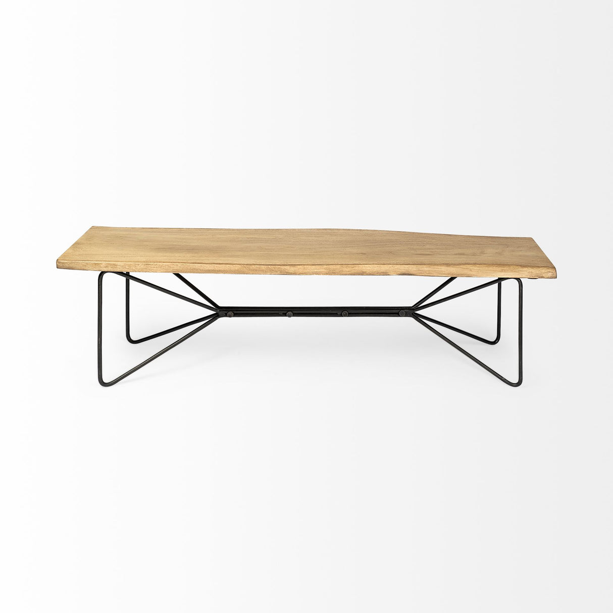 Papillion III 66L x 16W Blonde Wood And Iron Dining Bench from Mercana - Luna Furniture