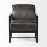 Stamford Black Genuine Leather Seat w/ Wood Back, Metal Frame Accent Chair from Mercana - Luna Furniture