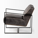 Stamford Black Genuine Leather Seat w/ Wood Back, Metal Frame Accent Chair from Mercana - Luna Furniture