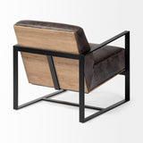 Stamford Black Genuine Leather Seat w/ Wood Back, Metal Frame Accent Chair from Mercana - Luna Furniture