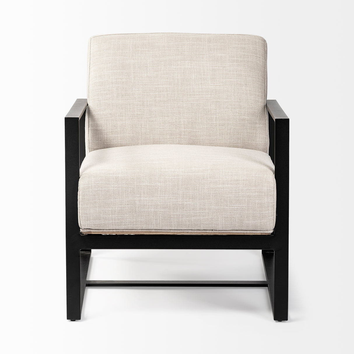 Stamford Light Beige Upholstered Seat w/ Wood Back, Metal Frame Accent Chair from Mercana - Luna Furniture