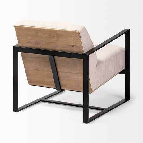 Stamford Light Beige Upholstered Seat w/ Wood Back, Metal Frame Accent Chair from Mercana - Luna Furniture