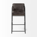 Stamford 40" Total Height Black Leather Seat w/ Wood Back, Metal Frame Bar Stool from Mercana - Luna Furniture