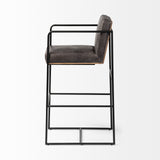 Stamford 40" Total Height Black Leather Seat w/ Wood Back, Metal Frame Bar Stool from Mercana - Luna Furniture