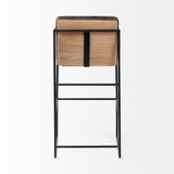 Stamford 40" Total Height Black Leather Seat w/ Wood Back, Metal Frame Bar Stool from Mercana - Luna Furniture