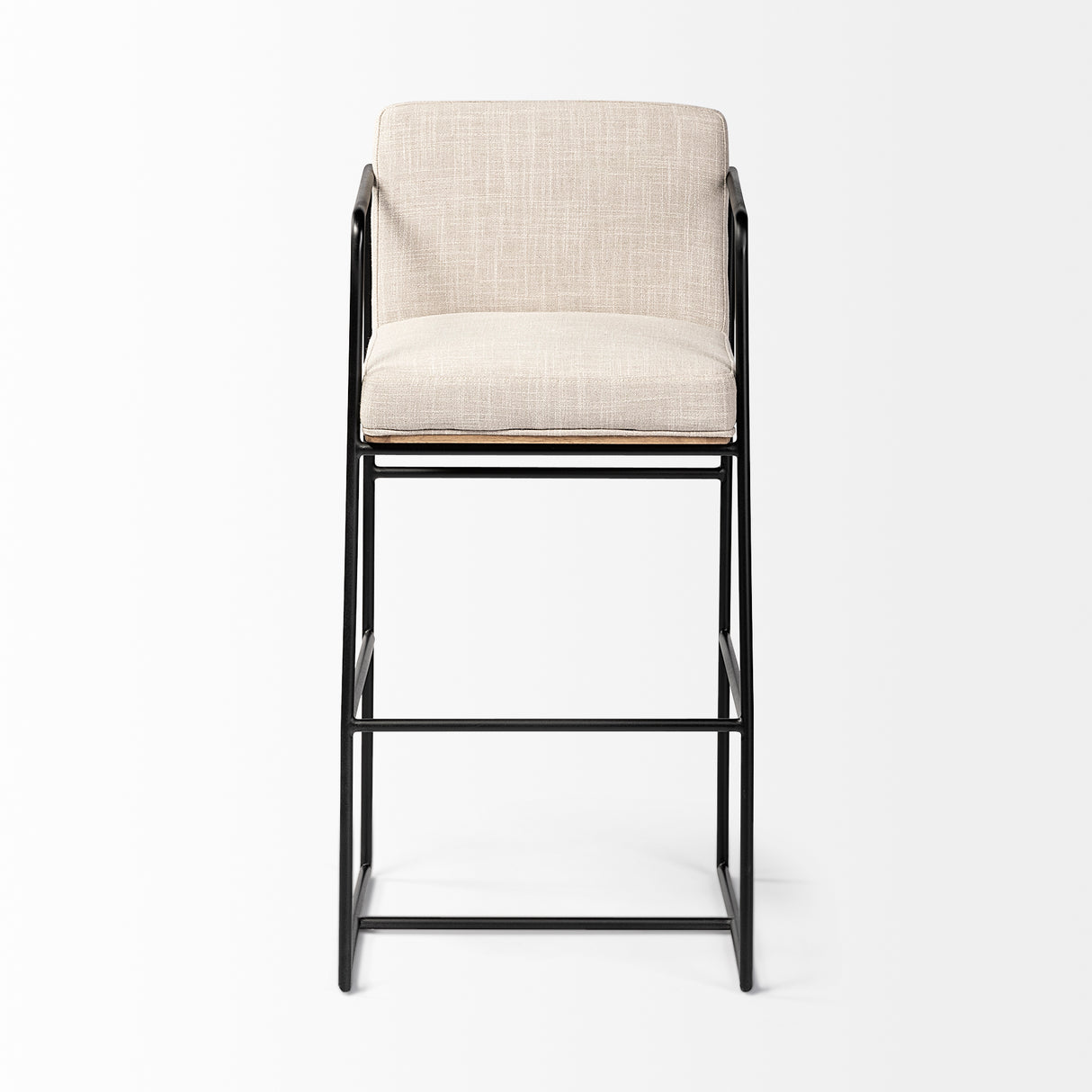 Stamford 40" Total Height Light Beige Upholstered Seat w/ Wood Back, Metal Frame Bar Stool from Mercana - Luna Furniture