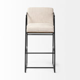 Stamford 40" Total Height Light Beige Upholstered Seat w/ Wood Back, Metal Frame Bar Stool from Mercana - Luna Furniture