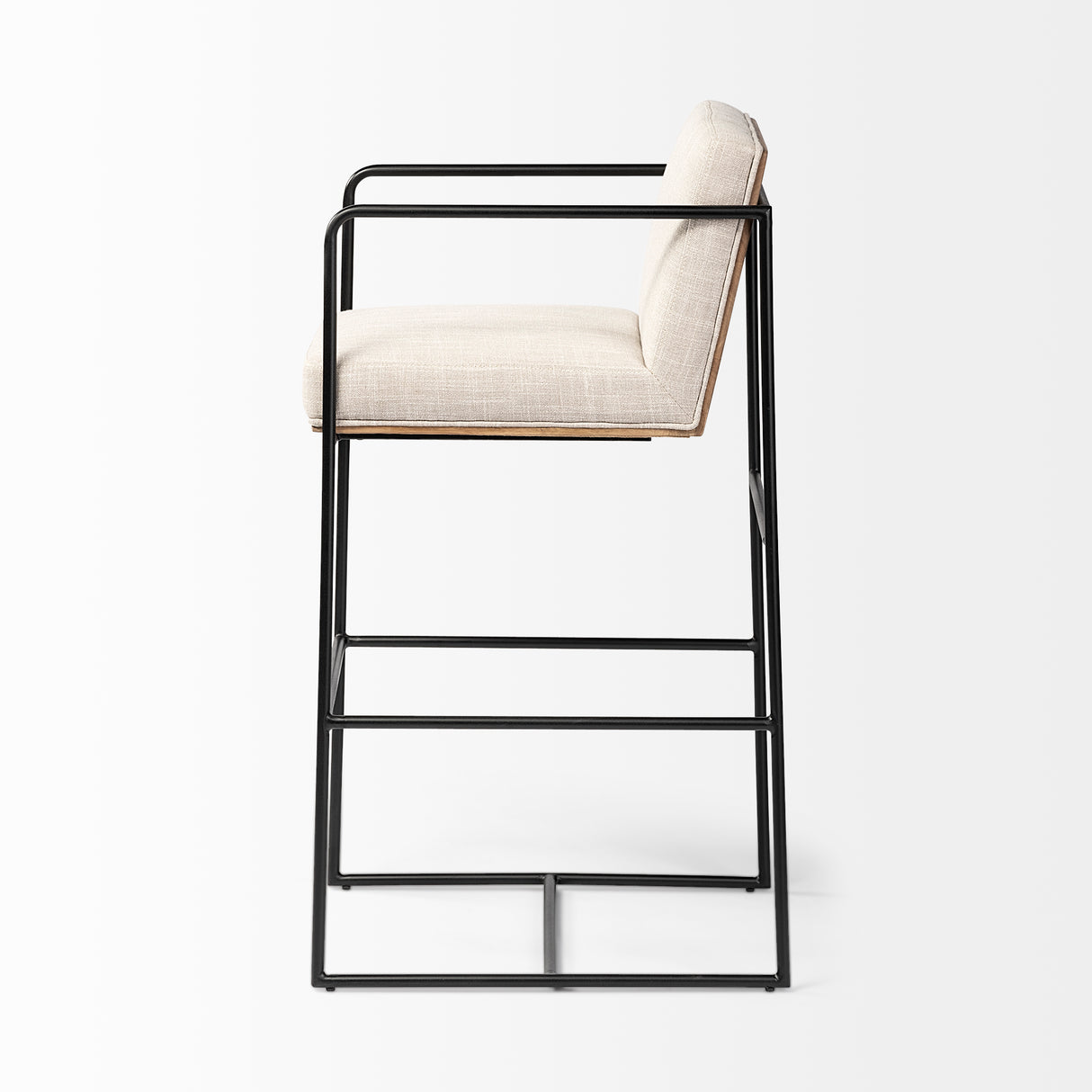 Stamford 40" Total Height Light Beige Upholstered Seat w/ Wood Back, Metal Frame Bar Stool from Mercana - Luna Furniture