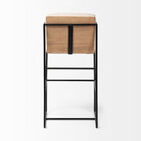 Stamford 40" Total Height Light Beige Upholstered Seat w/ Wood Back, Metal Frame Bar Stool from Mercana - Luna Furniture