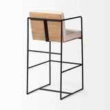Stamford 40" Total Height Light Beige Upholstered Seat w/ Wood Back, Metal Frame Bar Stool from Mercana - Luna Furniture