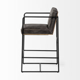 Stamford 36" Total Height Black Leather Seat w/ Wood Back, Metal Frame Counter Stool from Mercana - Luna Furniture