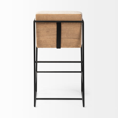 Stamford 36" Total Height Light Beige Upholstered Seat w/ Wood Back, Metal Frame Counter Stool from Mercana - Luna Furniture