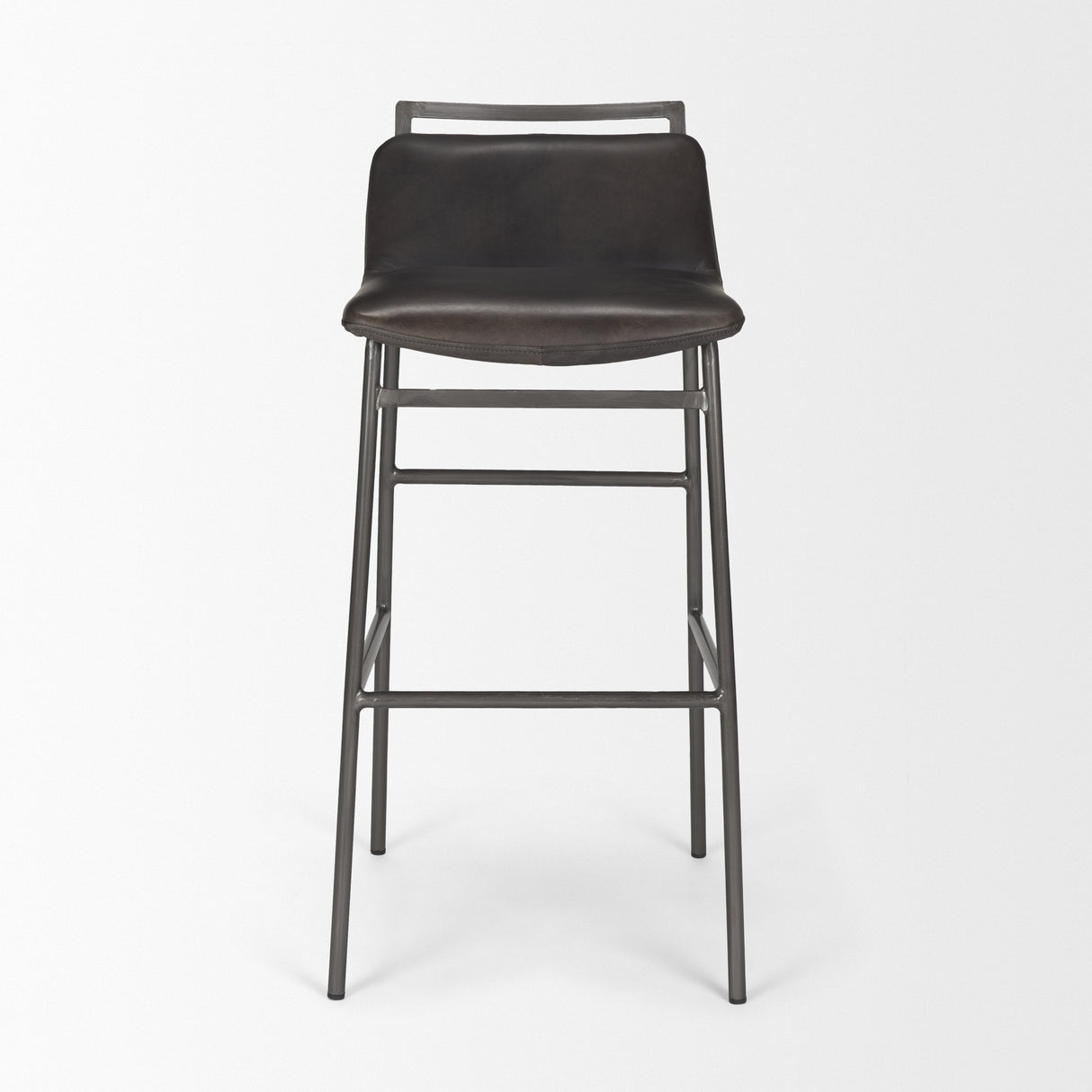 Kavalan 37.5" Total Height Ebony Leather Seat Black Metal Frame Bar Stool from Mercana - Luna Furniture