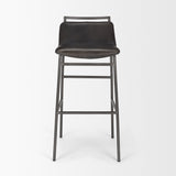 Kavalan 37.5" Total Height Ebony Leather Seat Black Metal Frame Bar Stool from Mercana - Luna Furniture