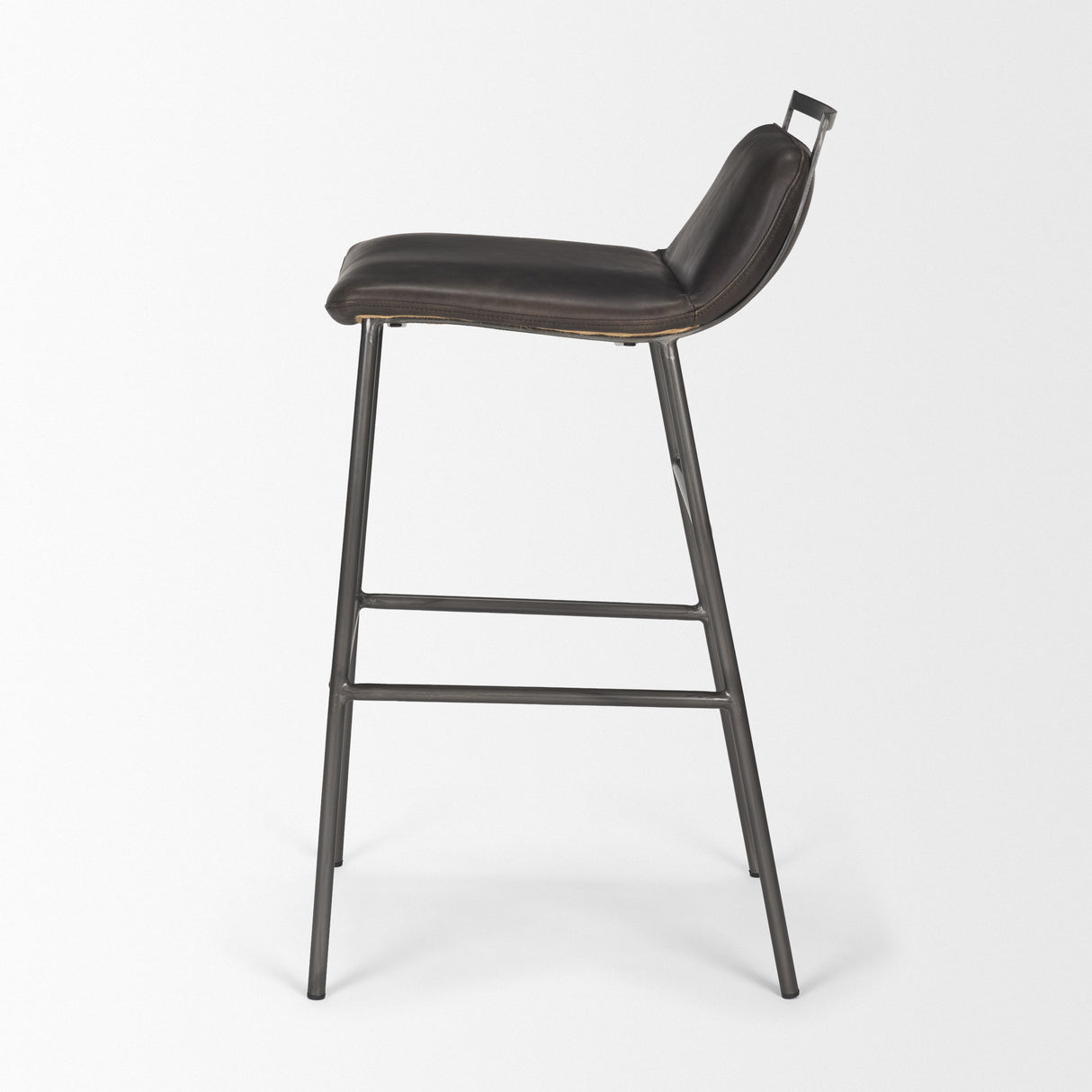 Kavalan 37.5" Total Height Ebony Leather Seat Black Metal Frame Bar Stool from Mercana - Luna Furniture