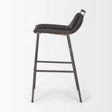 Kavalan 37.5" Total Height Ebony Leather Seat Black Metal Frame Bar Stool from Mercana - Luna Furniture