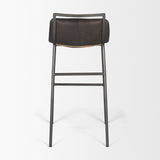 Kavalan 37.5" Total Height Ebony Leather Seat Black Metal Frame Bar Stool from Mercana - Luna Furniture