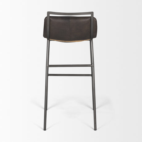 Kavalan 37.5" Total Height Ebony Leather Seat Black Metal Frame Bar Stool from Mercana - Luna Furniture
