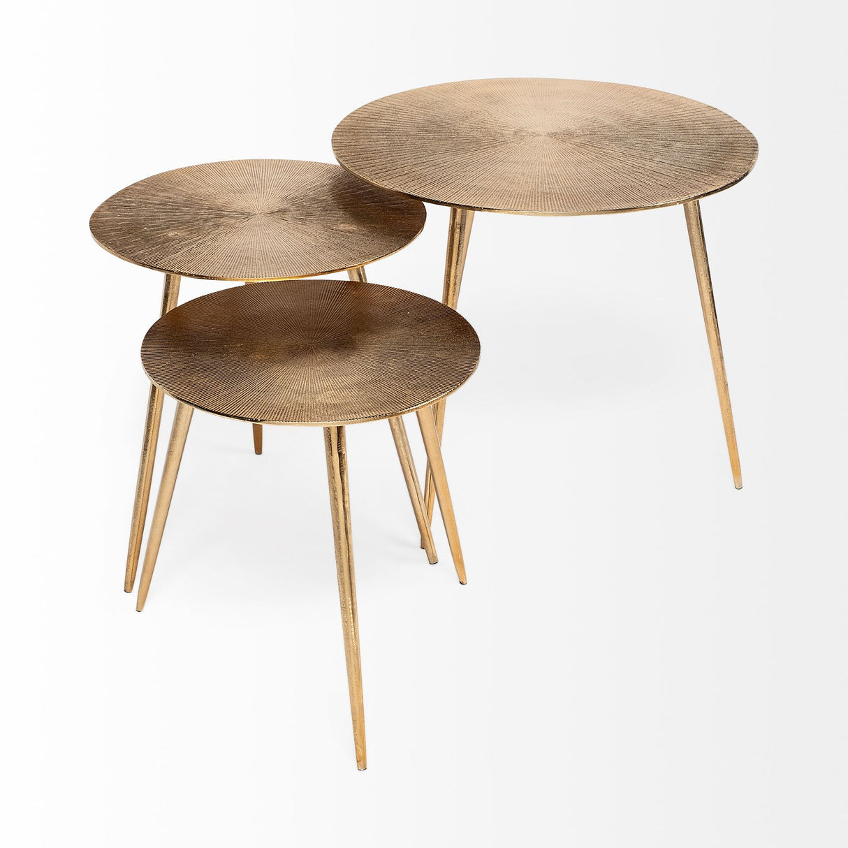 Reva III (Small) 16L x 16W Gold Round Top Cast Aluminum Accent Table from Mercana - Luna Furniture