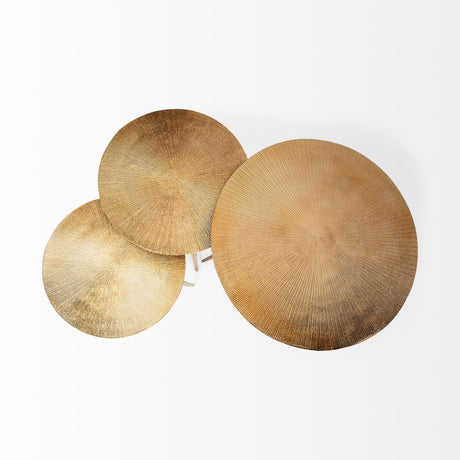 Reva III (Small) 16L x 16W Gold Round Top Cast Aluminum Accent Table from Mercana - Luna Furniture