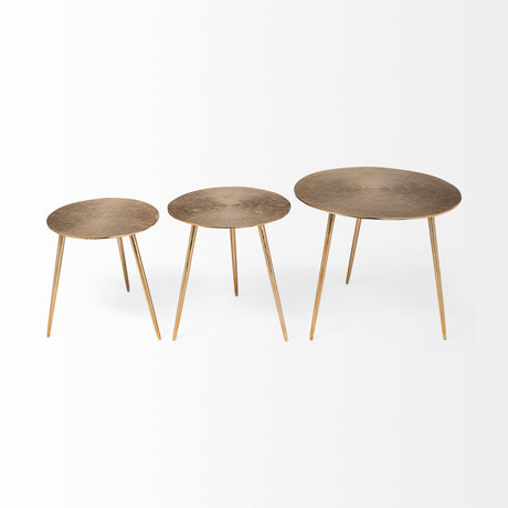Reva I (Large) 24L x 24W Gold Round Top Cast Aluminum Accent Table from Mercana - Luna Furniture