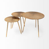Reva I (Large) 24L x 24W Gold Round Top Cast Aluminum Accent Table from Mercana - Luna Furniture