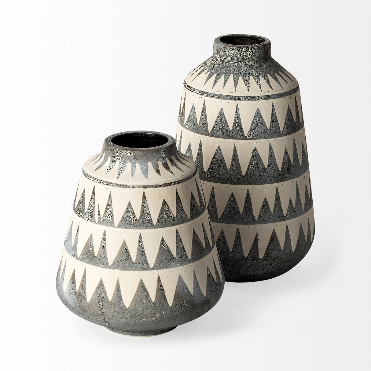 Delaney Large Gray Patterned Ceramic Vase from Mercana - Luna Furniture