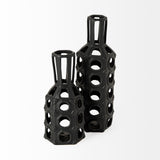 Brunel Large Black Drum-Shaped Ceramic Vase from Mercana - Luna Furniture