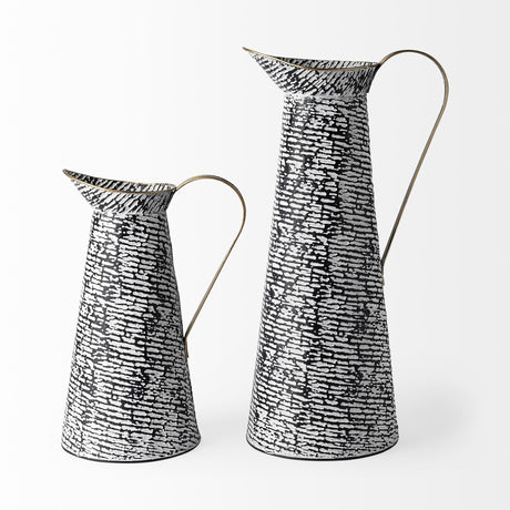 Colette Large Black/White Patterned Vase from Mercana - Luna Furniture