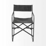 Direttore Black Iron Frame Black Leather Dining Chair from Mercana - Luna Furniture
