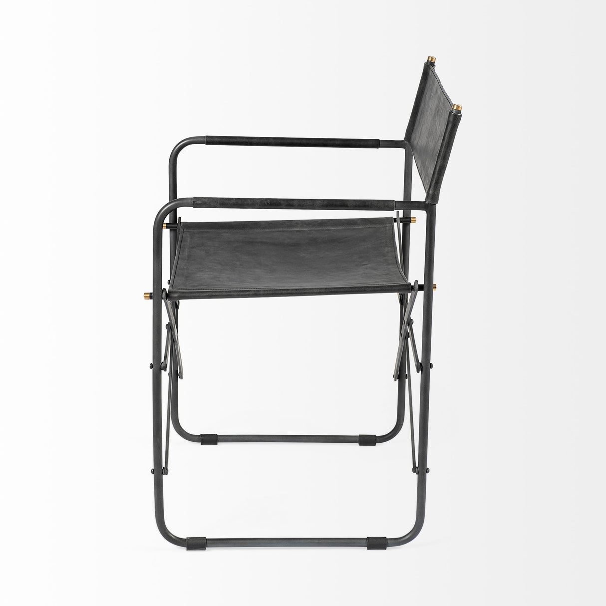 Direttore Black Iron Frame Black Leather Dining Chair from Mercana - Luna Furniture