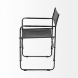 Direttore Black Iron Frame Black Leather Dining Chair from Mercana - Luna Furniture