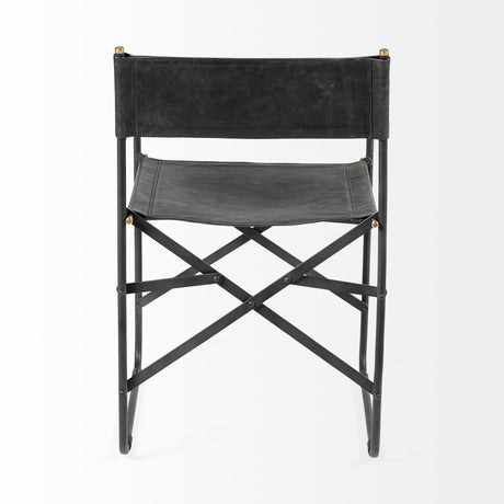 Direttore Black Iron Frame Black Leather Dining Chair from Mercana - Luna Furniture