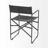 Direttore Black Iron Frame Black Leather Dining Chair from Mercana - Luna Furniture
