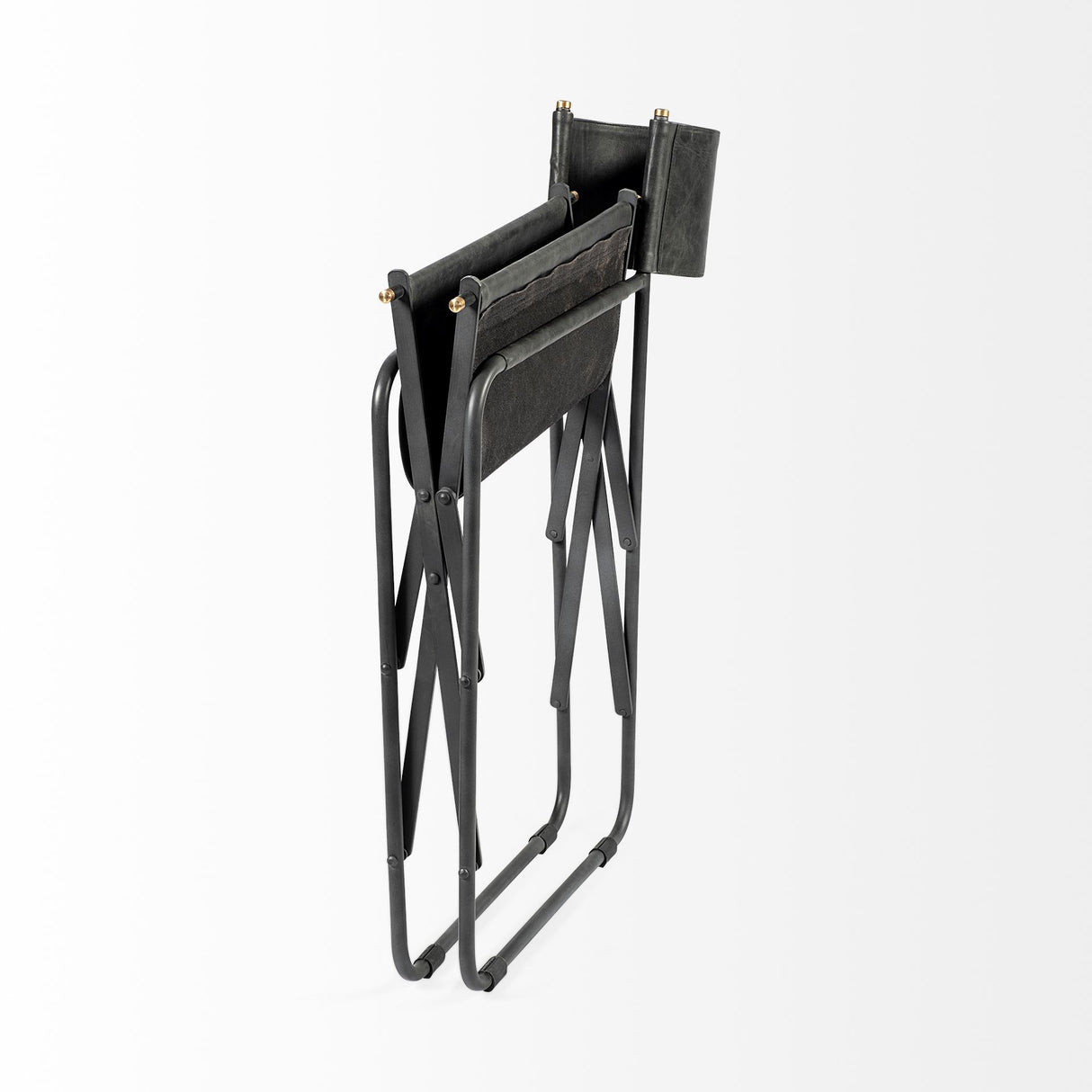 Direttore Black Iron Frame Black Leather Dining Chair from Mercana - Luna Furniture