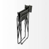 Direttore Black Iron Frame Black Leather Dining Chair from Mercana - Luna Furniture