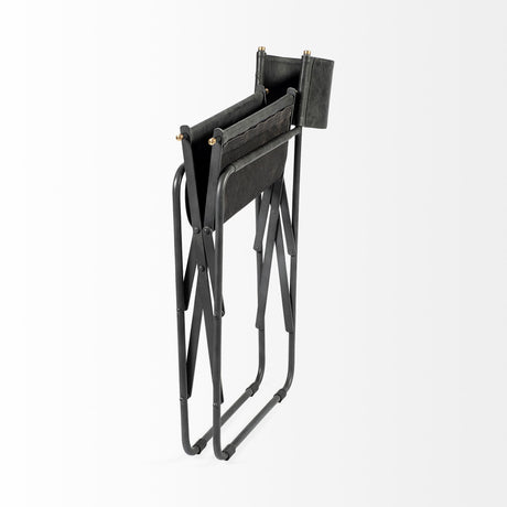 Direttore Black Iron Frame Black Leather Dining Chair from Mercana - Luna Furniture