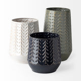 Gemma II Metal Glossy White Chevron Vase from Mercana - Luna Furniture