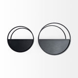 Hank Set of 2 Black Metal Hanging Wall Planters from Mercana - Luna Furniture