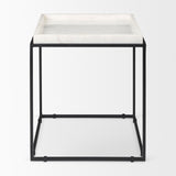Nathan II 18" x 20" Square Top White Marble and Black Metal End/Side Table from Mercana - Luna Furniture