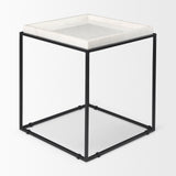 Nathan II 18" x 20" Square Top White Marble and Black Metal End/Side Table from Mercana - Luna Furniture