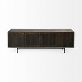 Grace I Two-Toned Brown Solid Wood TV Stand Media Console with Slated Doors, TV up to 82" from Mercana - Luna Furniture