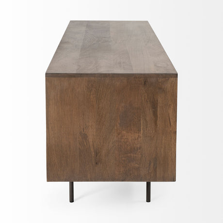 Grace I Two-Toned Brown Solid Wood TV Stand Media Console with Slated Doors, TV up to 82" from Mercana - Luna Furniture