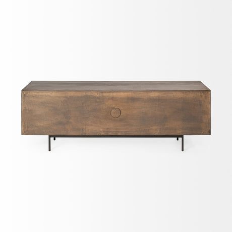 Grace I Two-Toned Brown Solid Wood TV Stand Media Console with Slated Doors, TV up to 82" from Mercana - Luna Furniture