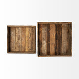 Carson (Large) 30L x 30W Brown Reclaimed Wood Tray from Mercana - Luna Furniture