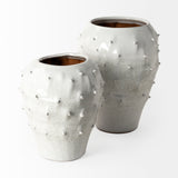 Julian Large Glossy White Ceramic Spoked Vase from Mercana - Luna Furniture