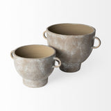 Deya Small Rustic Brown Ceramic Vase from Mercana - Luna Furniture