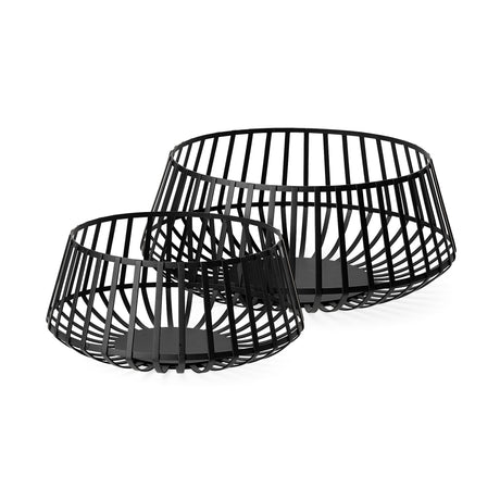 Emilio Set of 2 Black Metal Slated Bowls from Mercana - Luna Furniture