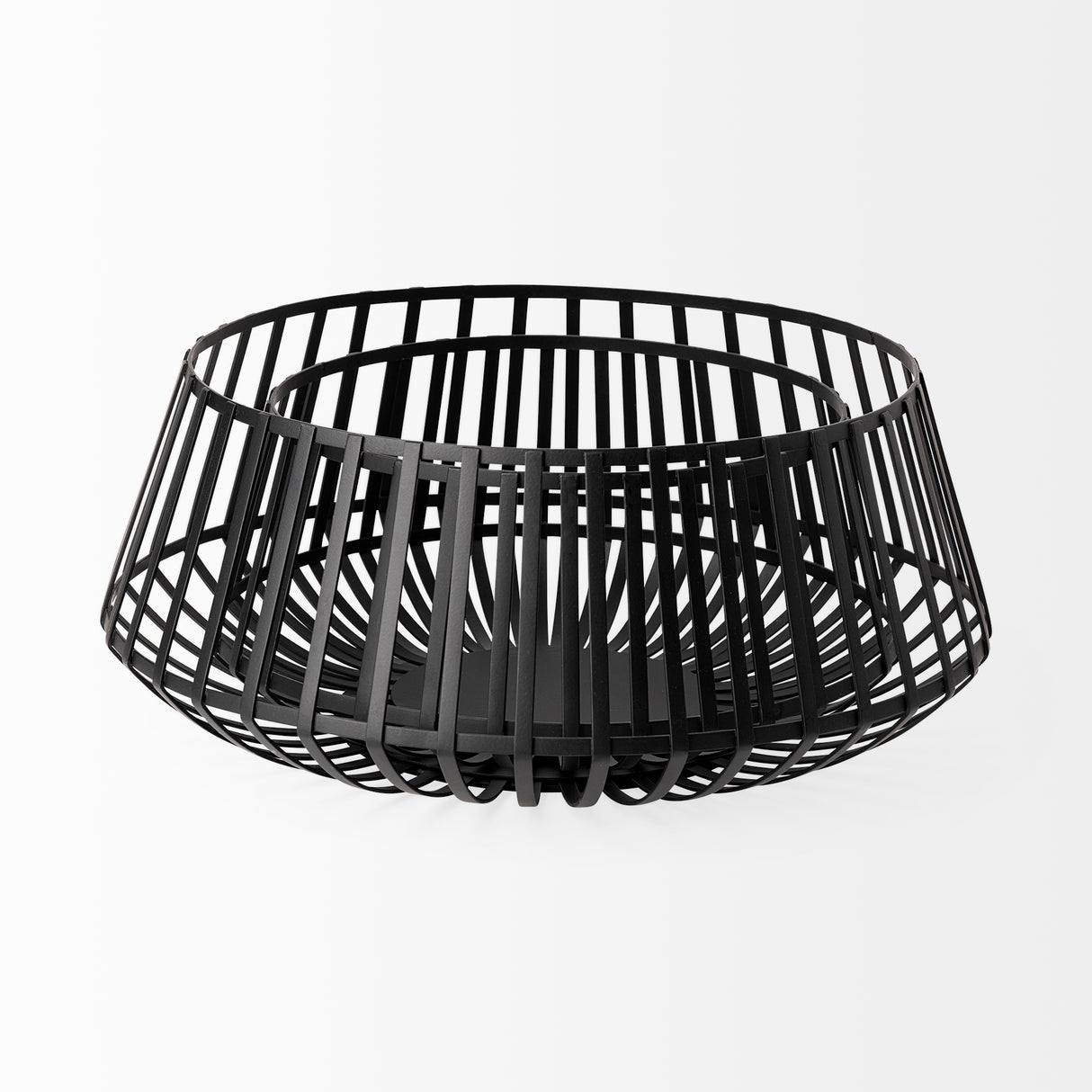 Emilio Set of 2 Black Metal Slated Bowls from Mercana - Luna Furniture