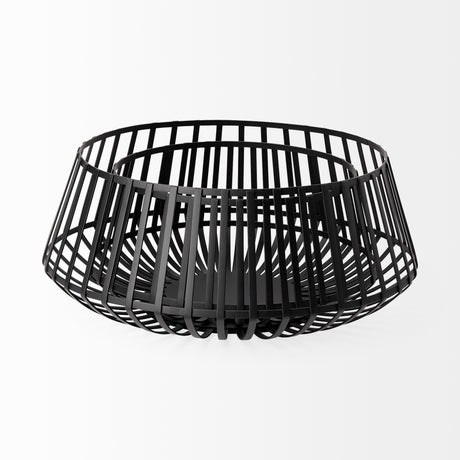 Emilio Set of 2 Black Metal Slated Bowls from Mercana - Luna Furniture